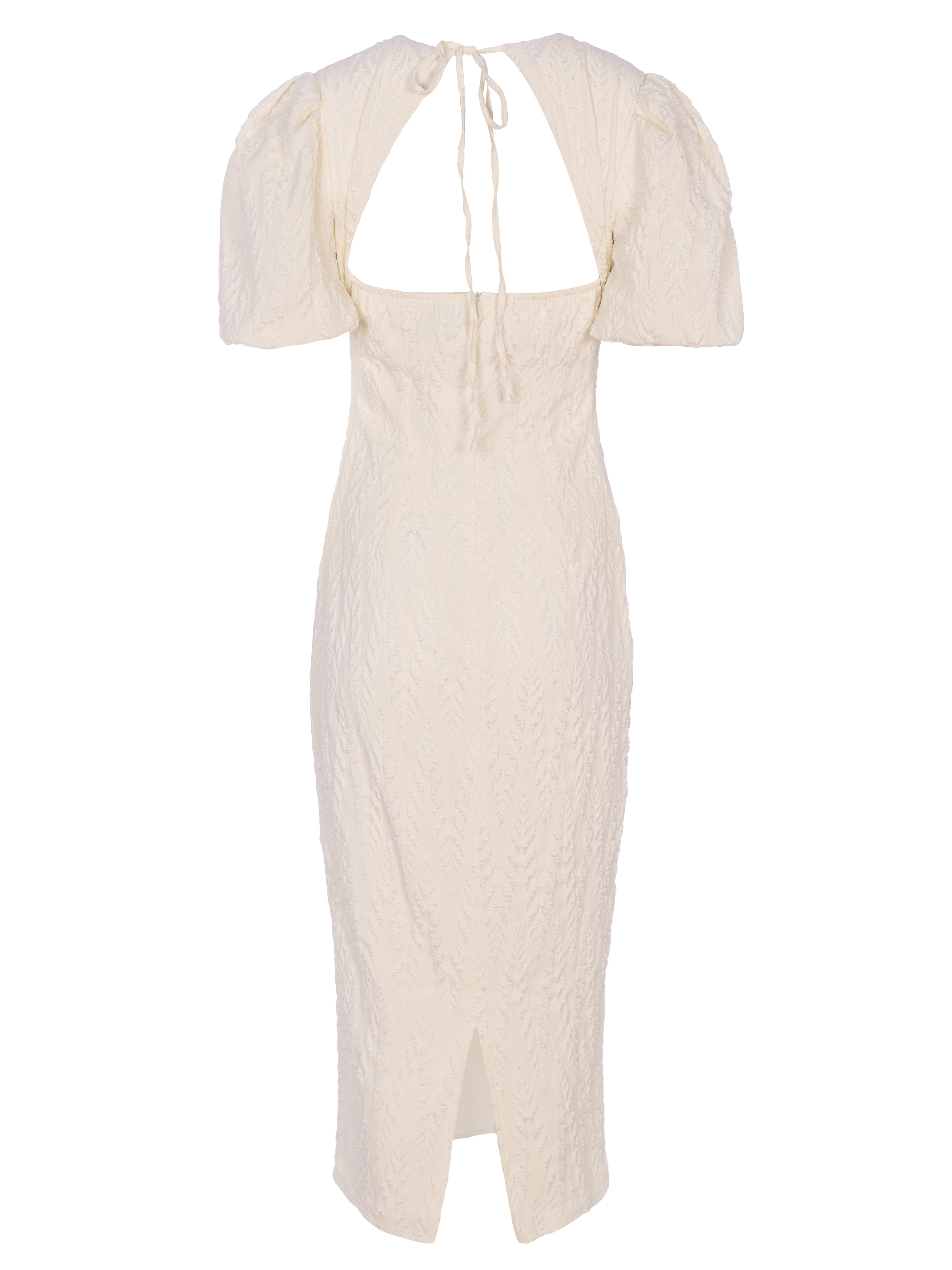 AURA WHITE - Lantern sleeve dress with backless neckline