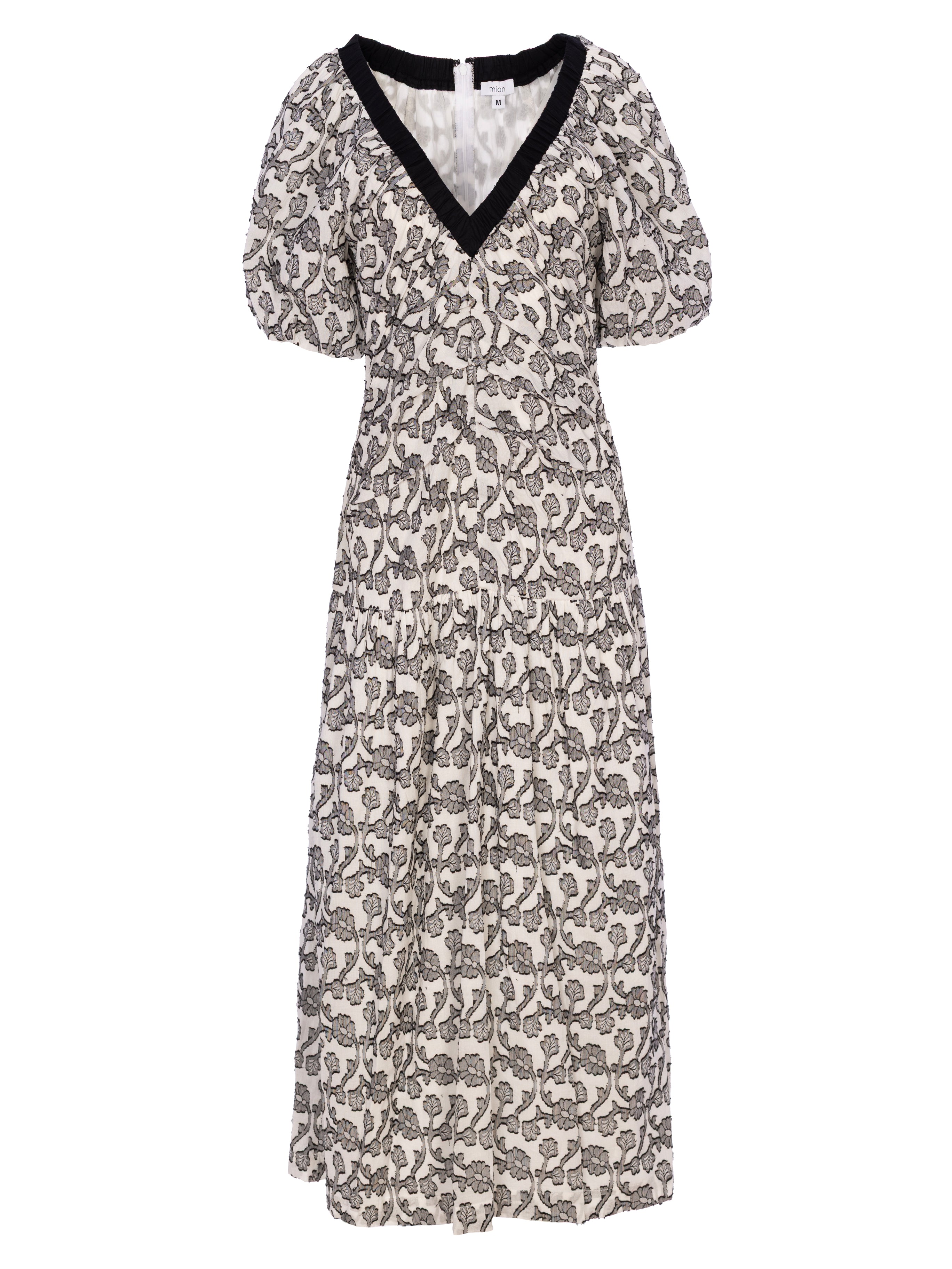 CAMILO BICOLOR - Vestido largo jacquard b/n floral