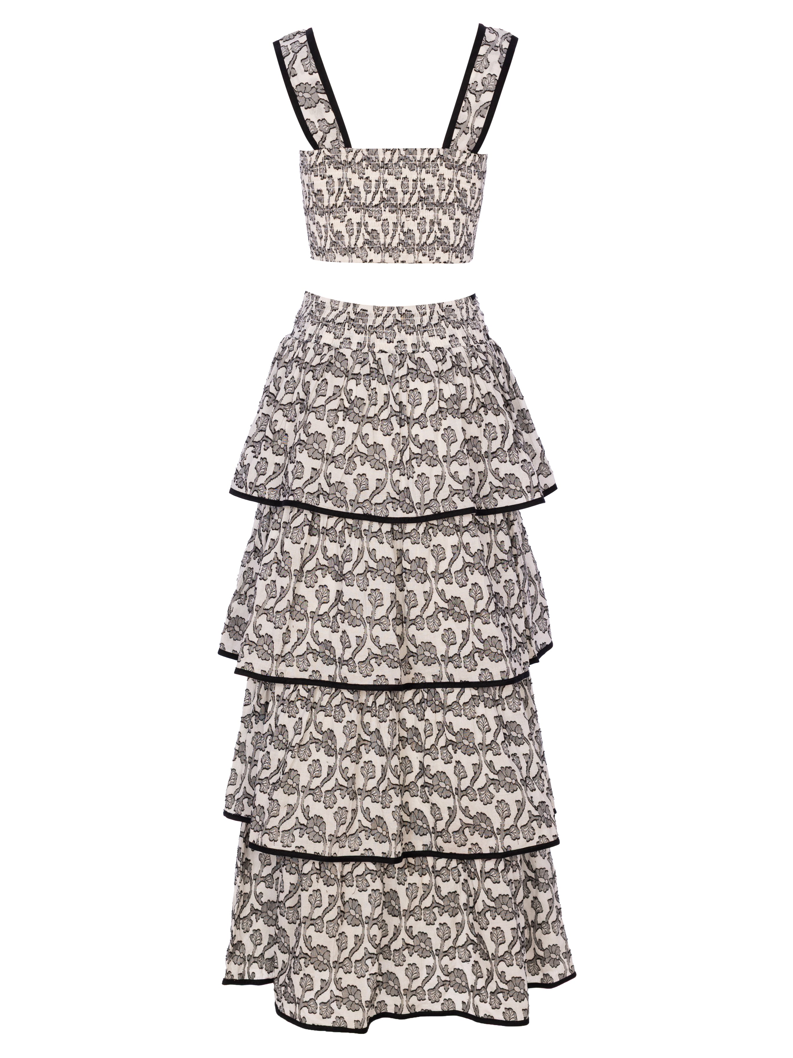 TITANIA BICOLOR - Conjunto blanco y negro floral, perfecto para invitadas de boda y fiesta spring summer. MIOH es la marca que eligen las influencers de España para sus eventos, como bodas y fiestas