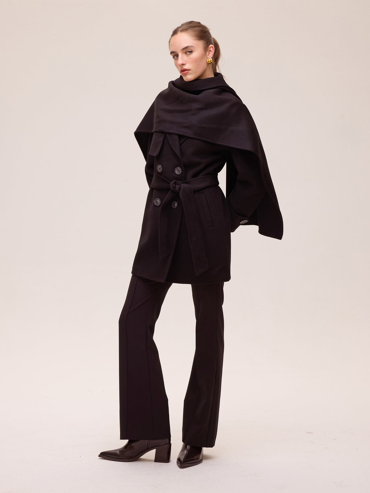 ALTAMIRA - Chaquetón marinero paño lana negro