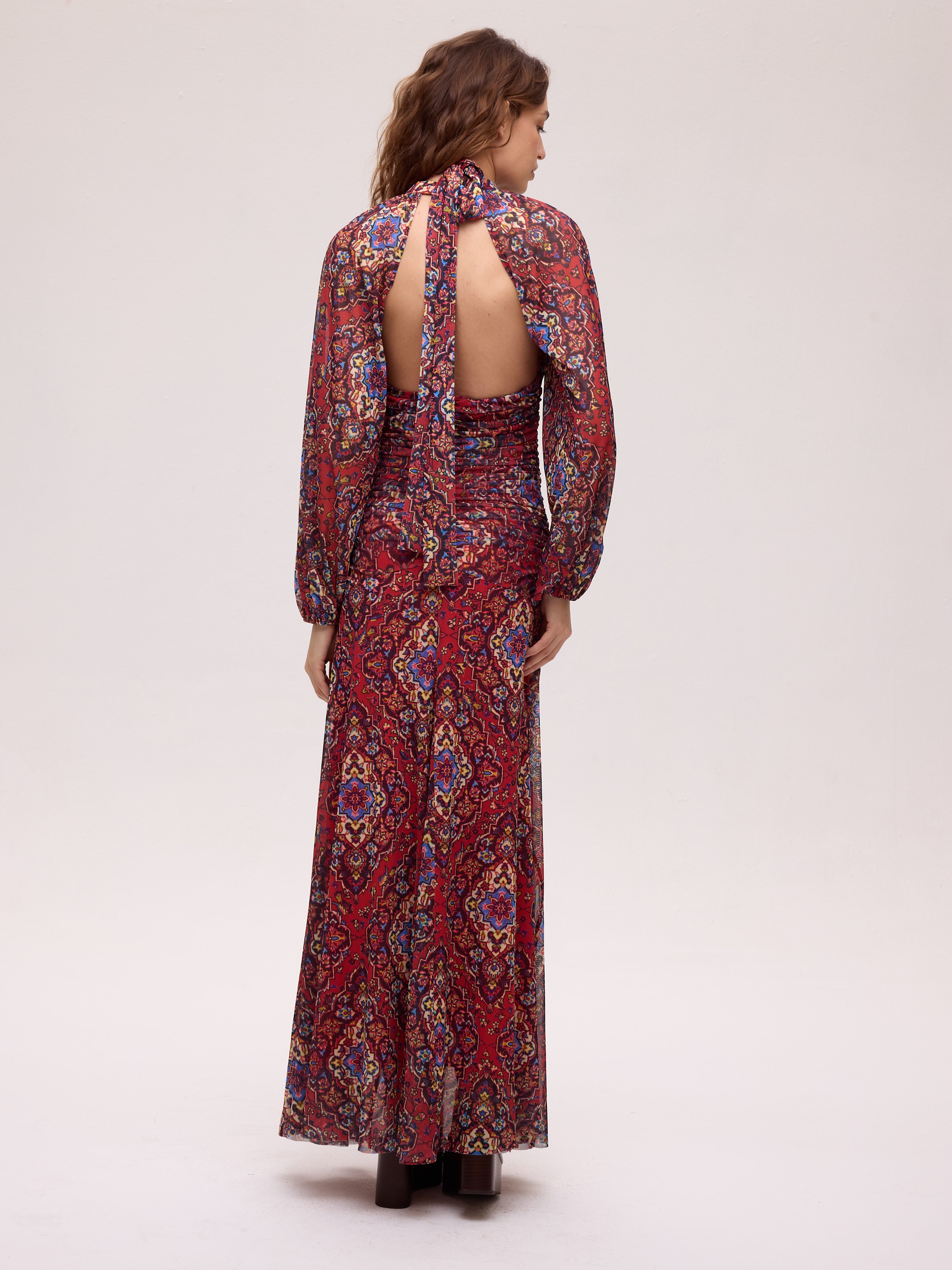 MISTRAL PRINT - Vestido halter tejido tul estampado boho, vestido de fiesta para invitadas que buscan tendencia y calidad. MIOH, moda española de evento