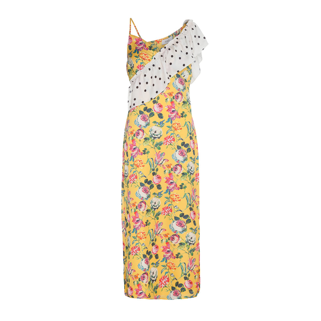 DALIA - Floral print midi dress with polka dots
