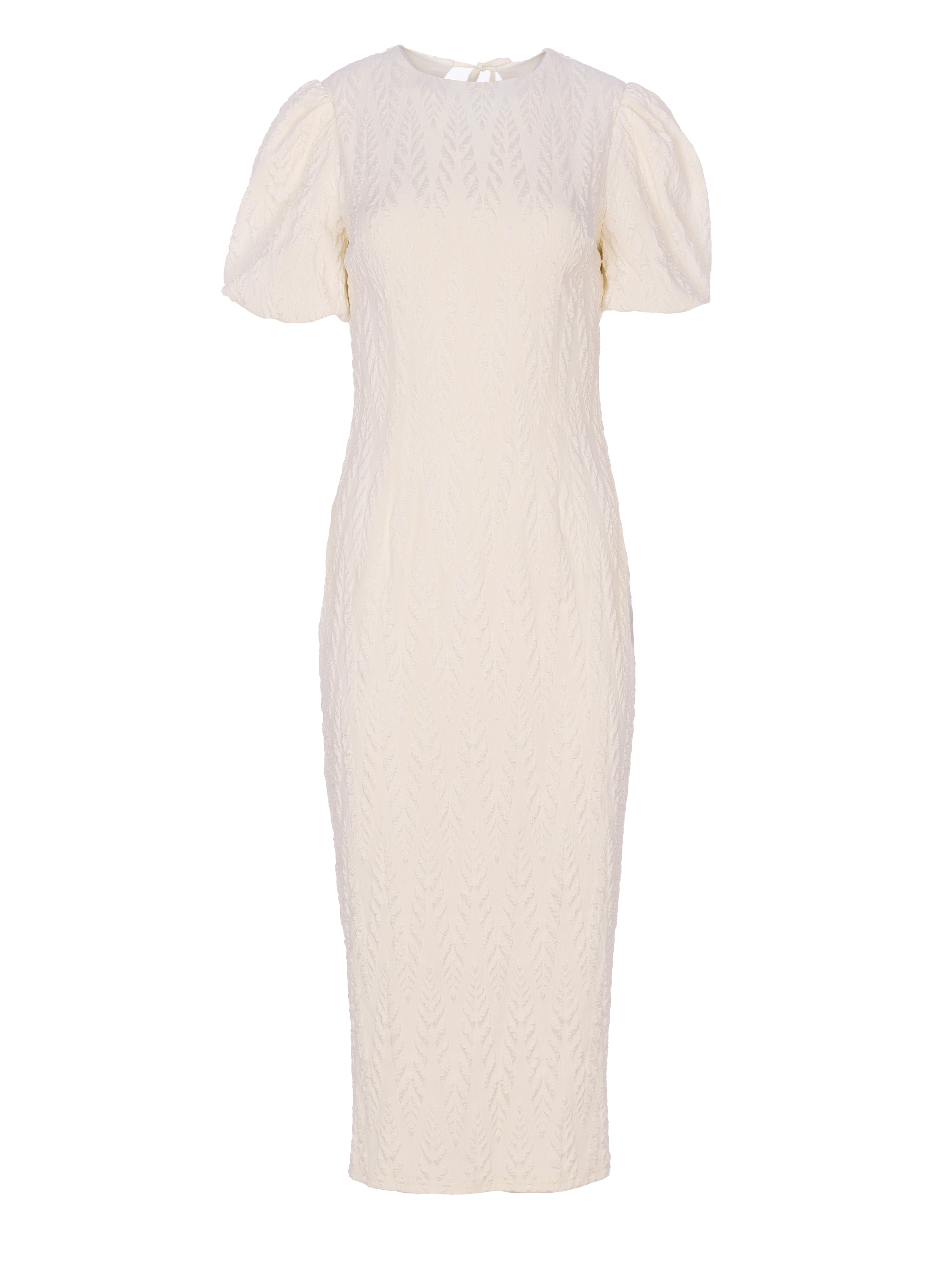 AURA WHITE - Lantern sleeve dress with backless neckline