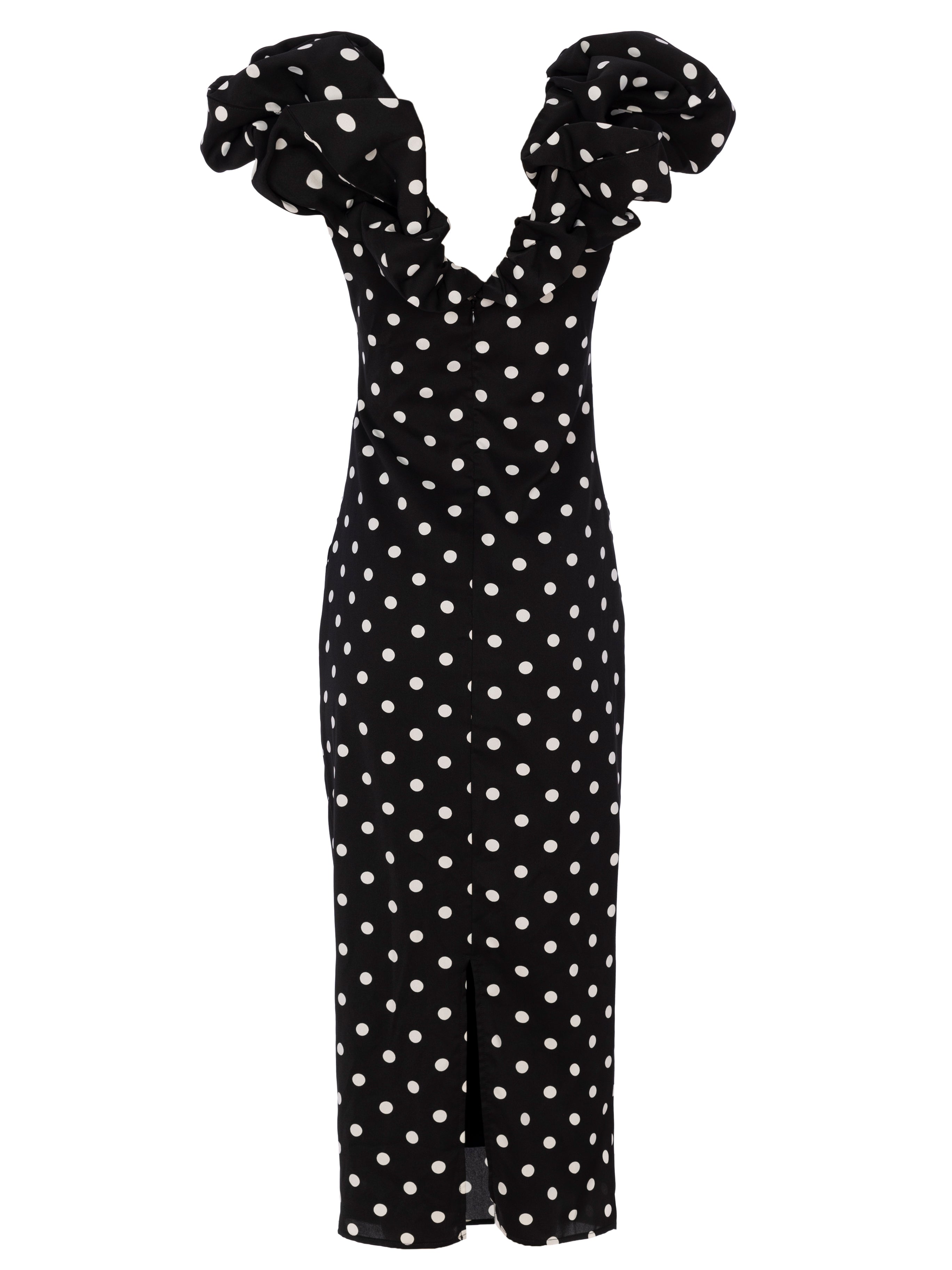 BIANCA DOTS - V-neck dress with puff sleeves