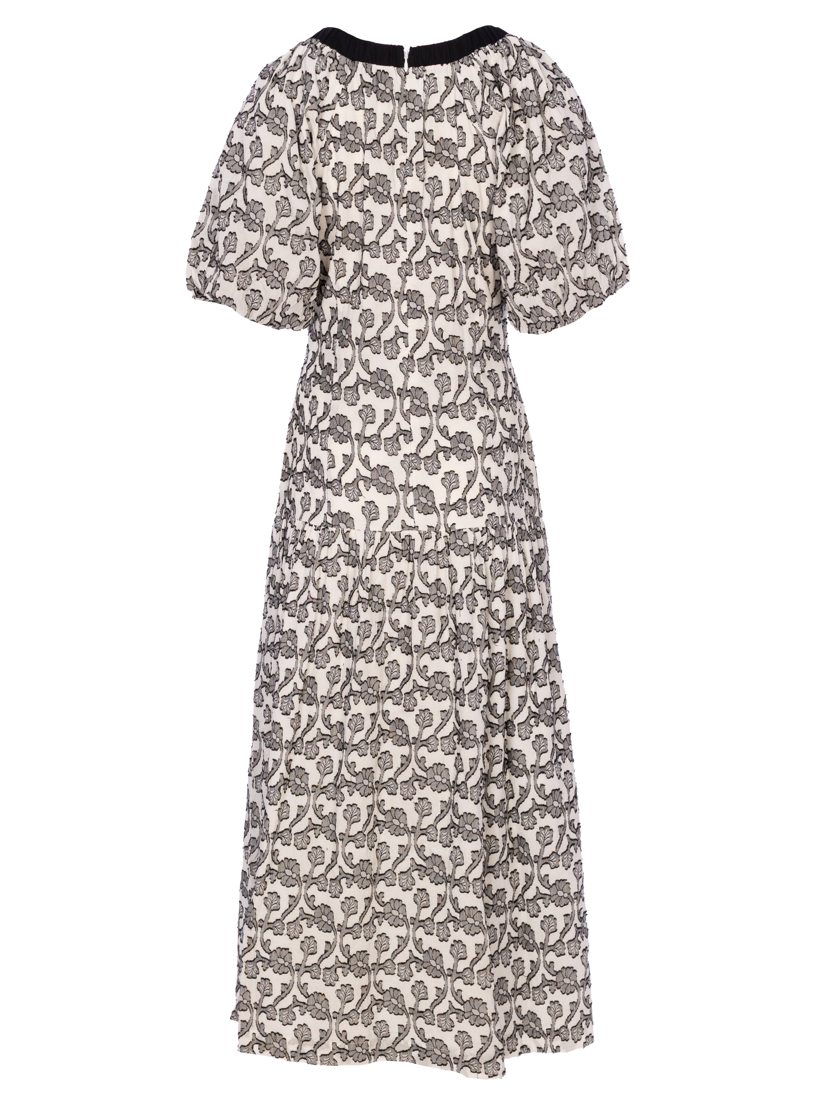 CAMILO BICOLOR - Vestido largo jacquard b/n floral