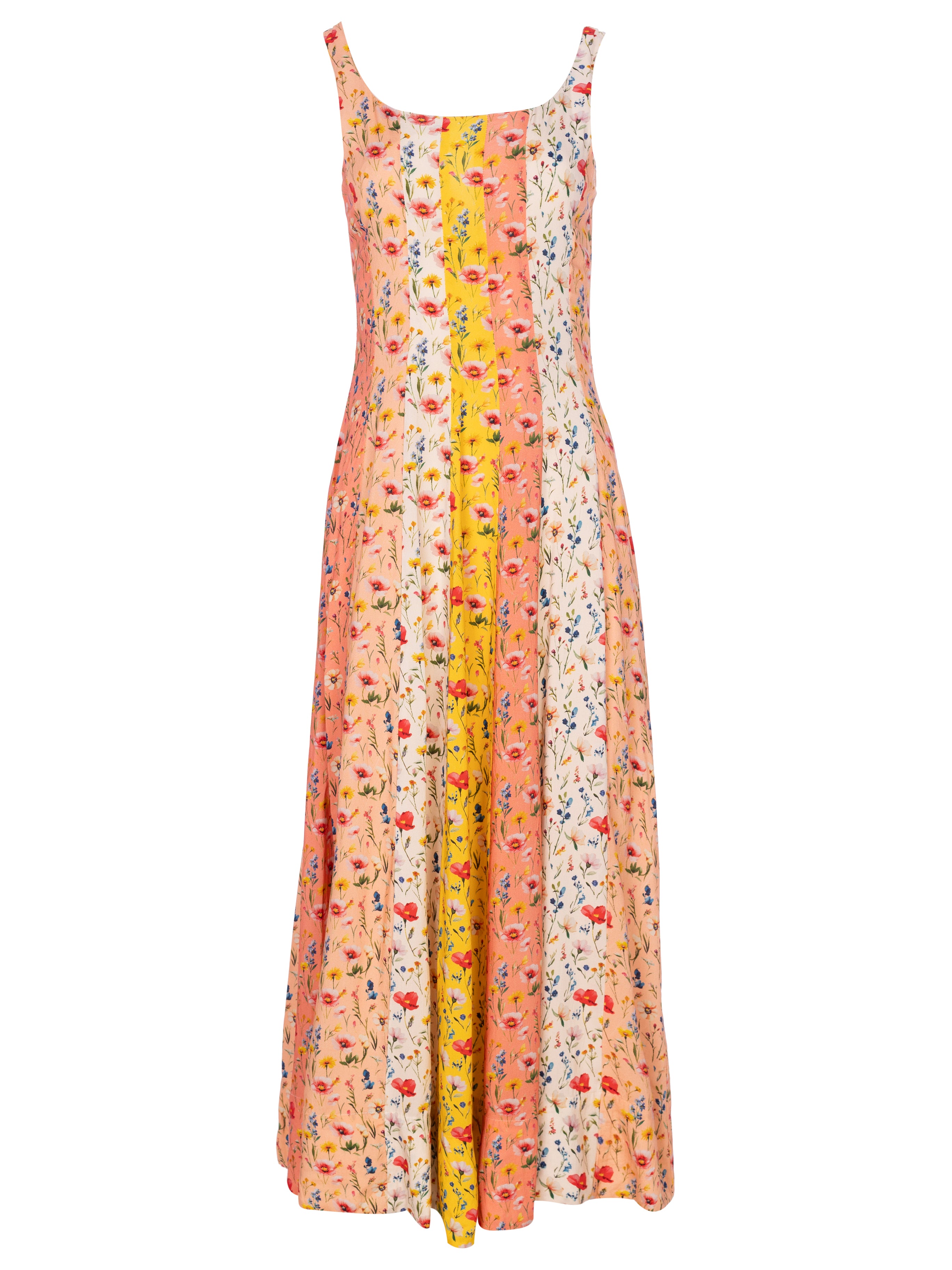 OTHELLO STRIPES - Vestido largo multicolor con paneles florales, para invitadas de boda, fiesta y eventos de primvera y verano. MIOH es la marca española de vestidos de fiesta para invitadas de boda más de moda en España