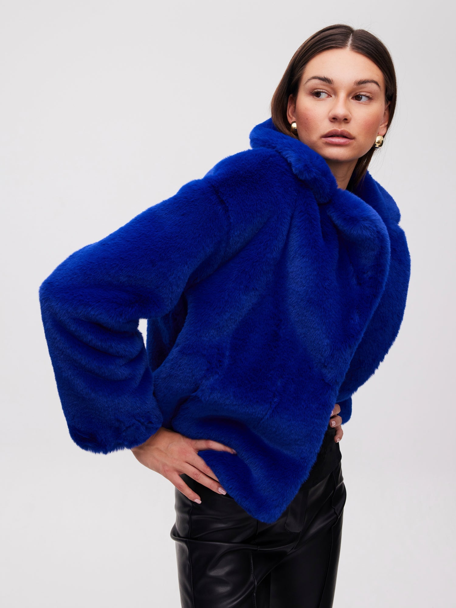 mioh | FREEWAY BLUE - Chaquetón corto faux fur azul