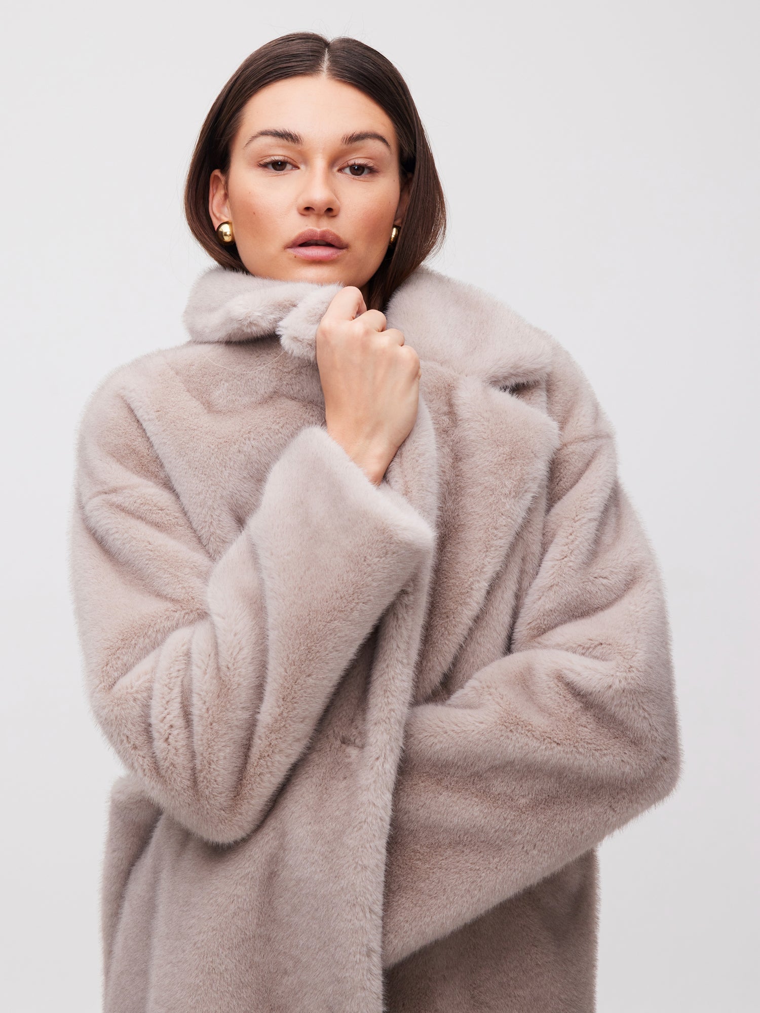 mioh | METRO PEARL - Abrigo largo sastrero faux fur gris