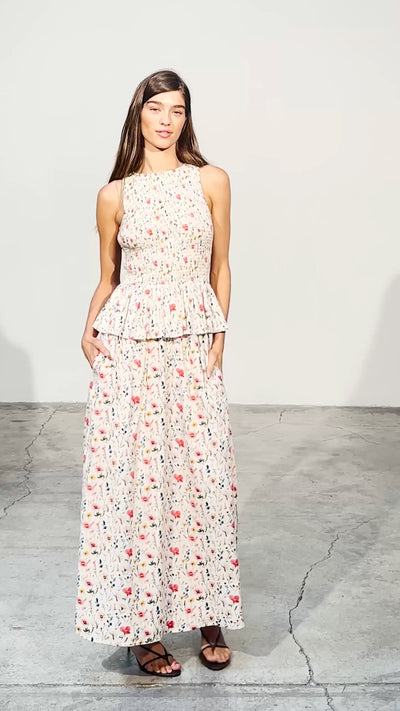 DUX FLOWERS - Conjunto top + falda estampado flores, de fiesta e invitada de boda y evento primavera verano. MIOH es la marca que eligen las influencers de España para sus eventos, como bodas y fiestas