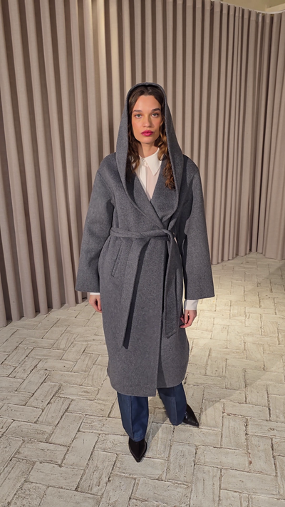 ORBE GREY - Abrigo largo de lana - Gris, abrigos y chaquetones diseñados en España por MIOH para la invitada perfecta