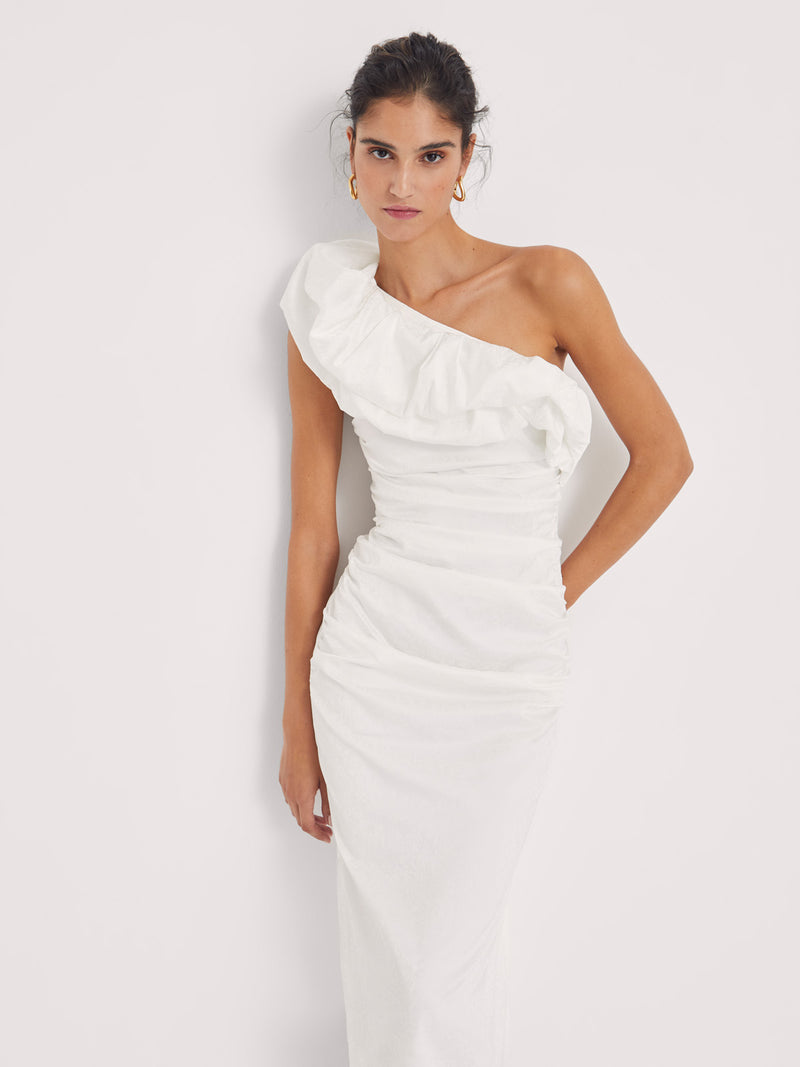 mioh | AVA WHITE - Vestido de novia jacquard blanco