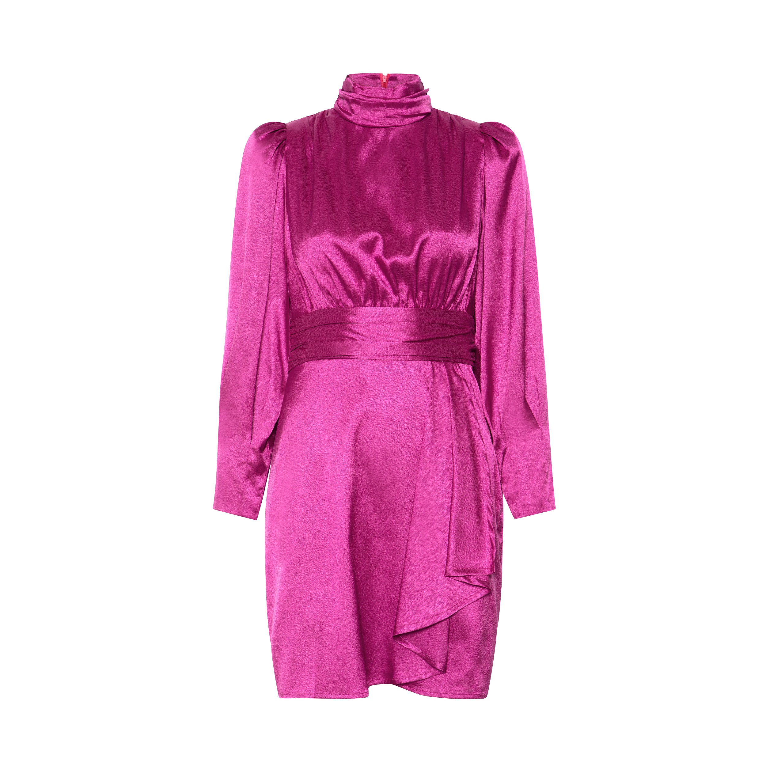 mioh | OPERA MAGENTA - Vestido corto para invitada de boda y eventos. Vestido de boda corto de jacquard OPERA MAGENTA. Vestido para ser la invitada perfecta esta temporada Otoño Invierno 2022. Precioso color rosa con cuello alto, tela de gran calidad. Fácil y elegante, es un vestido que te pondrás una y otra vez. Acierto seguro.