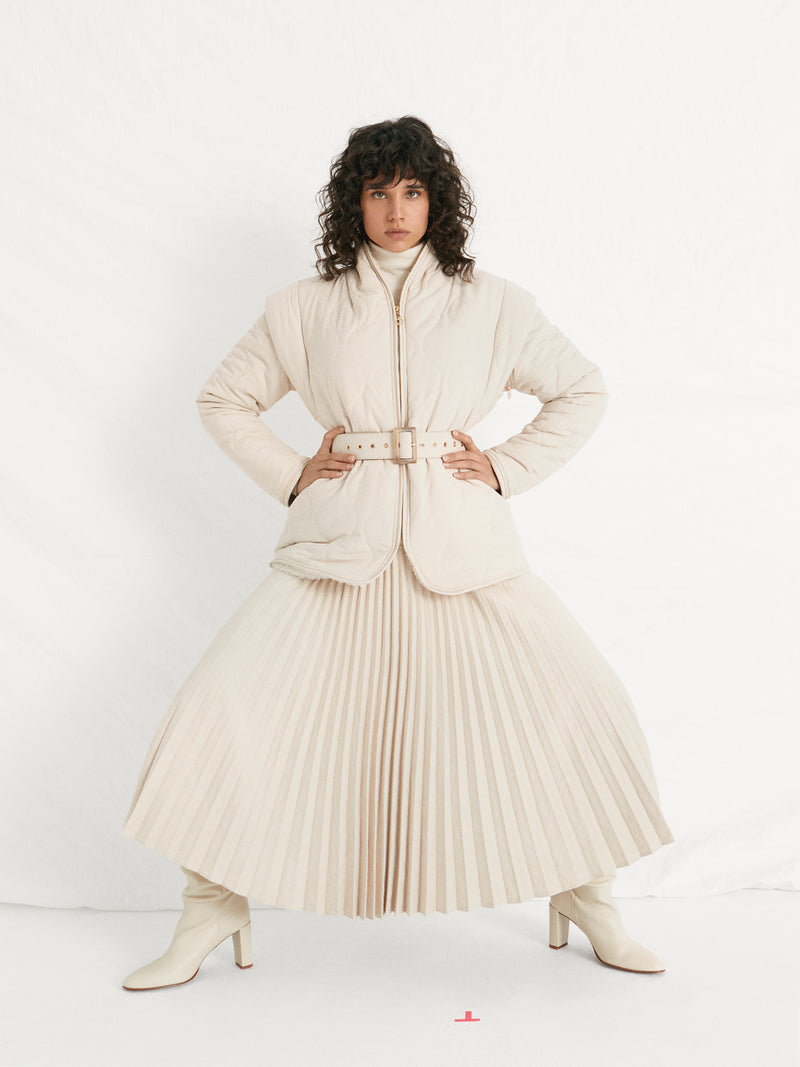 mioh | SCHIFFER - Falda plisada midi beige - Street Style 2021-22
